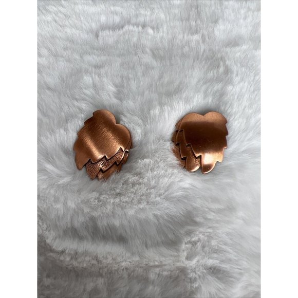 Vintage Necklace Leaf Bronze Copper Tone Jewelry W/ Earrings - Picture 5 of 14